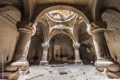 Fotografie, Obraz Geghard monastery interior cave chapel, Unesco heritage, Kotayk, Armenia