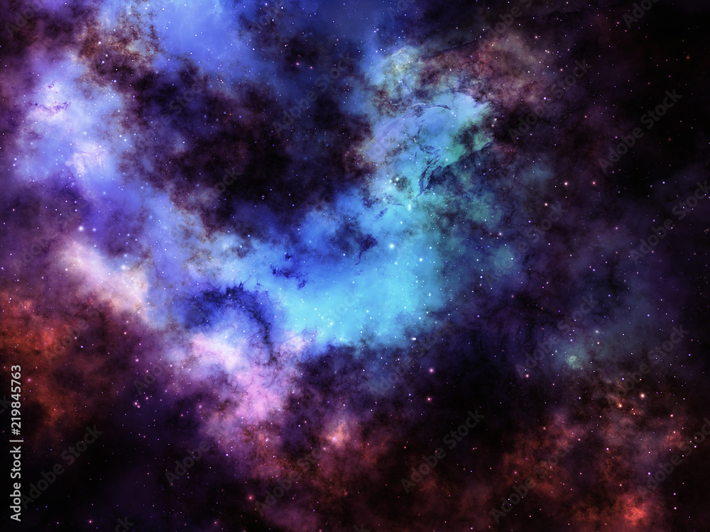 Fototapeta Kosmiczna ilustracja tła mgławicy i gwiazd