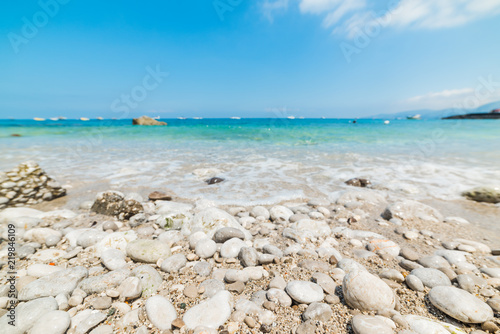 Pebbles in Marina Grande beach in Capri seen from the ground