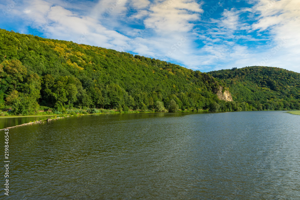 Niederhausen reservoir in the Nahe Valley nature reserve from Boos to Niederhausen Bad Kreuznach, Rhineland-Palatinate, Germany