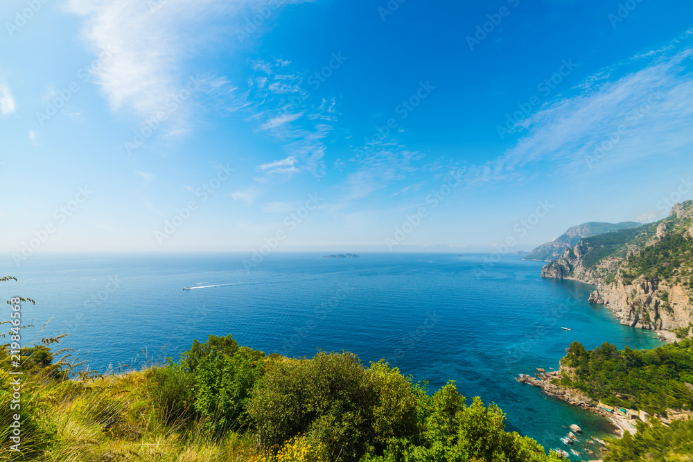 Blue sea in world famous Amalfi Coast