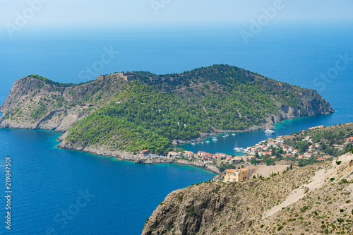 Close up of Assos peninsula in Kefalonia ionian island in Greece