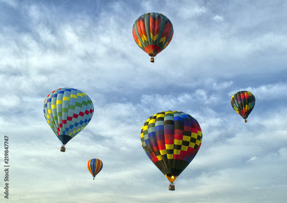 Obraz premium The 34th Annual Hot Air Balloon Festival held at Norton Park in Plainville, Connecticut summer of 2018, brought out many colorful balloons.