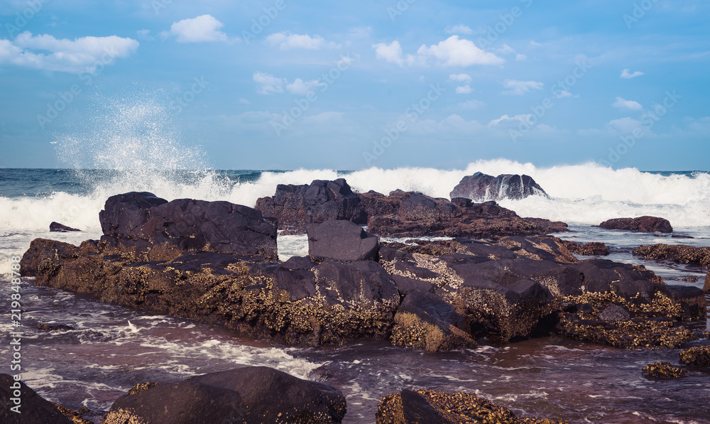 Coastal Rocks with Crashing Waves