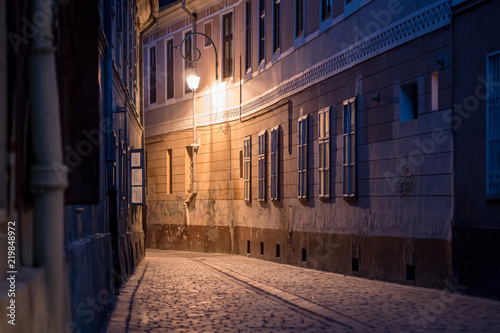 A night street in Brasov