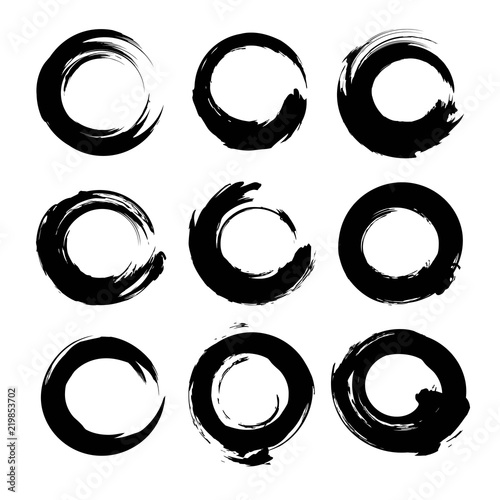 Circle abstract strokes of thick paint isolated on a white background