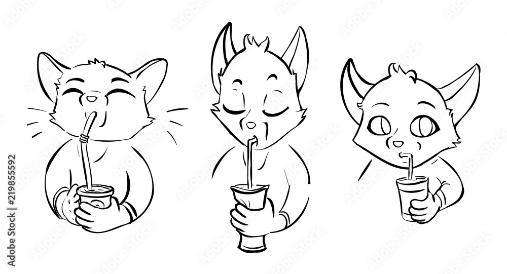 Three doodle brothers fox drink juice