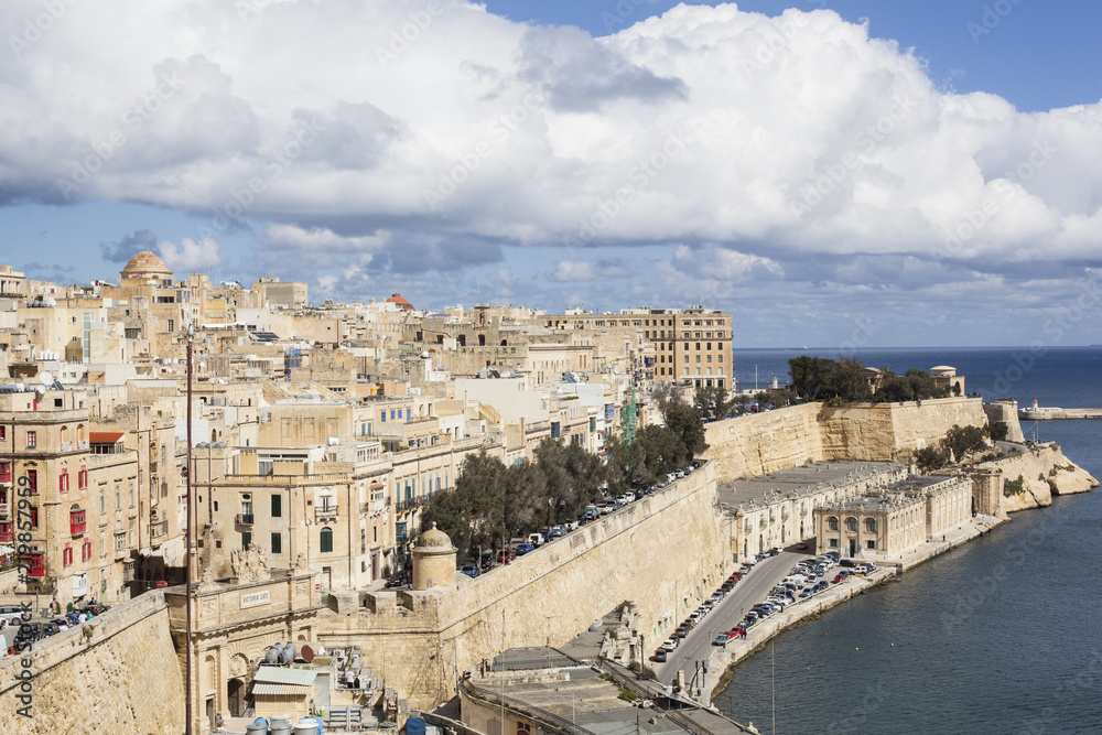 A view from Upper Barrakka Gardens to Valletta