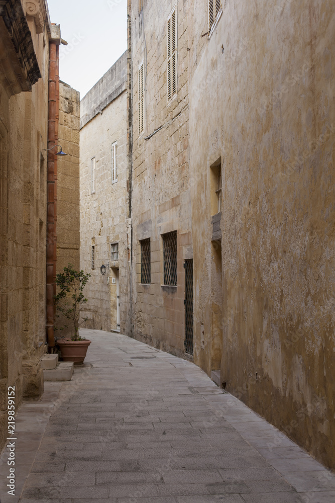 Obraz premium Narrow street in old town of Mdina on Malta