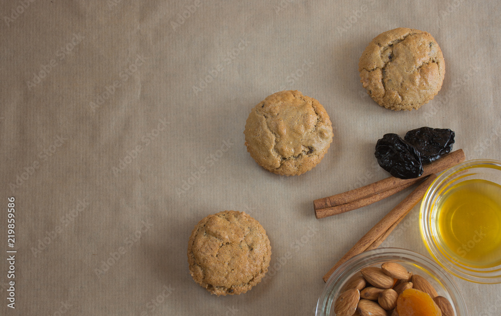 Homemade oat cookies with cinnamon and dried fruits Homemade oat cookies with cinnamon and dried fruits