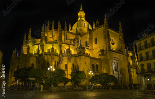 Dedicated to the Virgin Mary and constructed during the 16th century, the Cathedral of Segovia, Spain sits in the main square of the city.