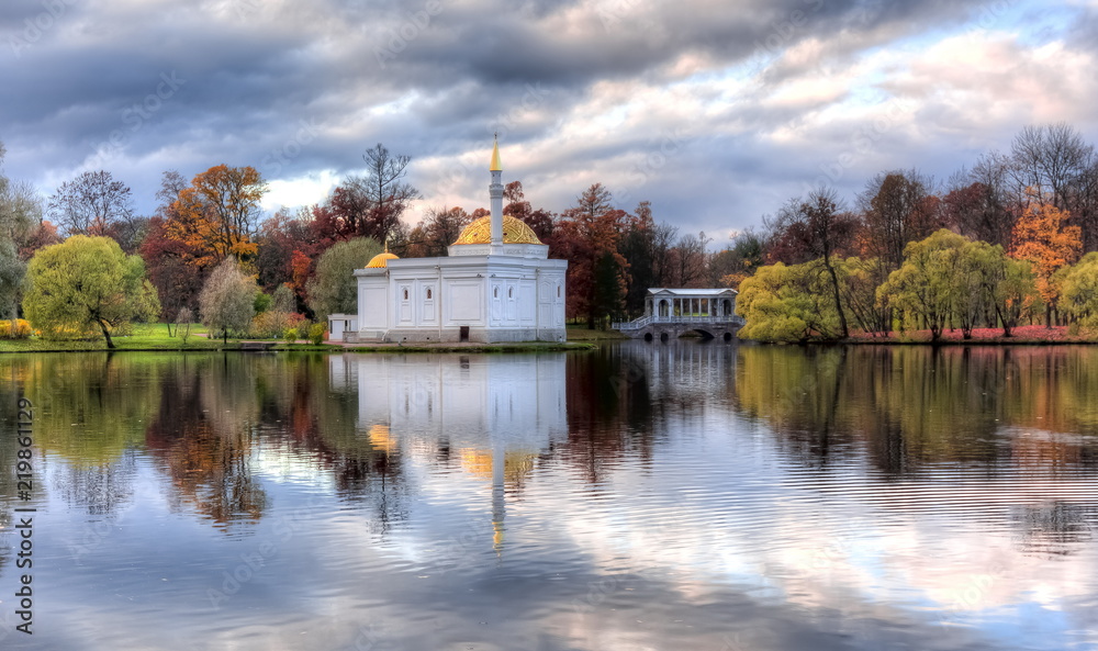 Fototapeta premium Turkish bath in fall, Catherine park, Pushkin, Saint Petersburg, Russia