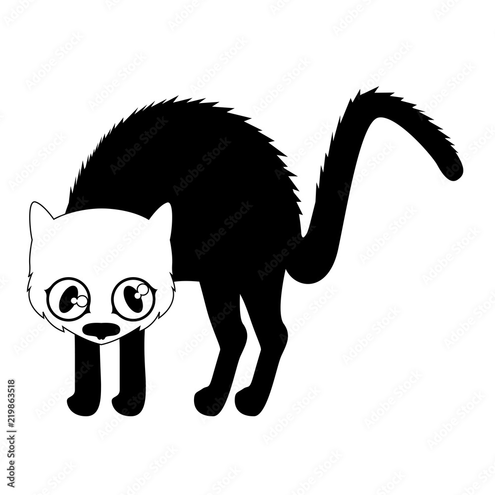 Isolated cute black cat icon