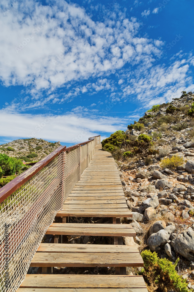 Fototapeta premium wooden walkway in the mountains