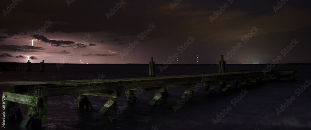 Lightning over piers