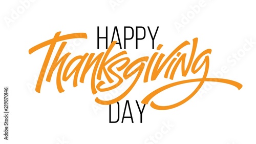 Happy thanksgiving brush hand lettering. Vector illustration