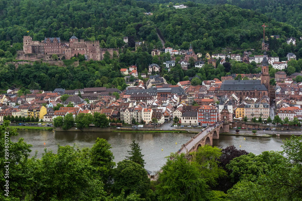 City of Heildelberg with the amazing bridge and the castle on the top of the hill