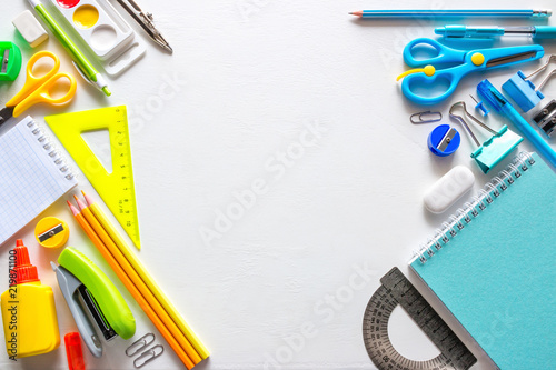 A frame from school supplies with place for text on a white background