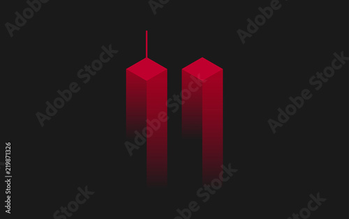 911 Attack Remembrance Memorial Day illustration. September 11 2001, USA,  the United States National Remembrance Day abstract conceptual background