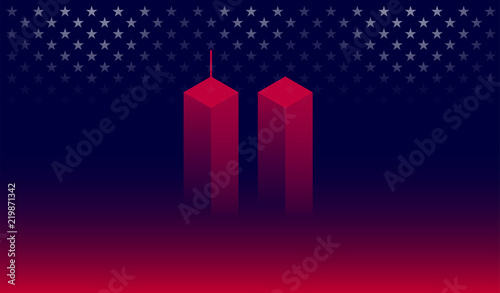 911 Attack Remembrance Memorial Day banner vector illustration. September 11 2001