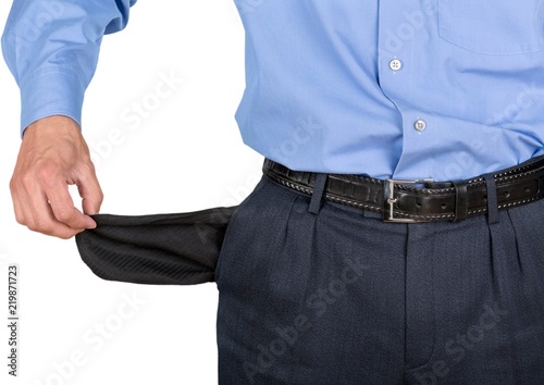 Closeup of a Businessman Showing Empty Pocket