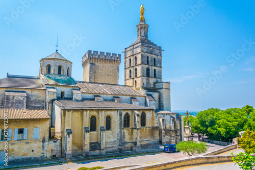 Fototapeta Naklejka Na Ścianę i Meble -  View of Palais de Papes and the cathedral in Avignon, France