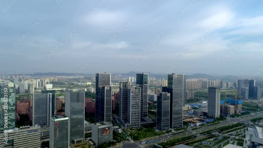 Aerial view of the building and the city of nanjing,China Aerial view of the building and the city of nanjing,China