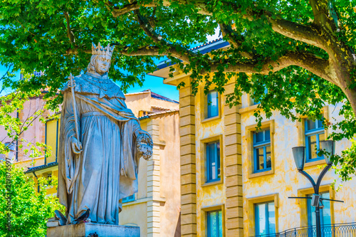 statue of King Roi Renee situated at the top of the main Cours Mirabeau at Aix-en-Provence
