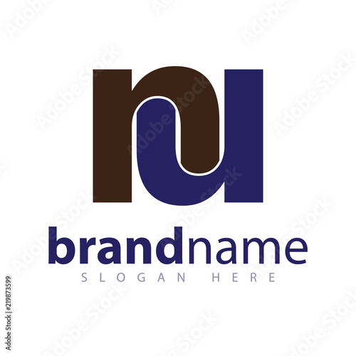 nu initial letter logo icon vector