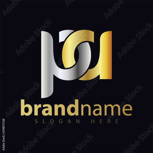 pa initial letter logo icon vector. gold silver gradient color