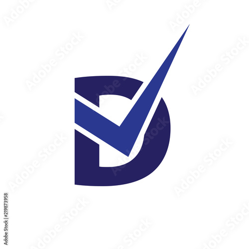 D Letter with check logo icon vector
