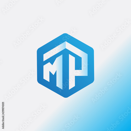 MP Initial letter hexagonal logo vector