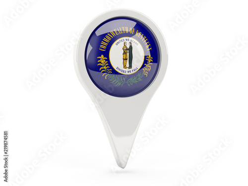 Round flag pin with flag of kentucky. United states local flags
