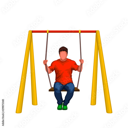 man sitting on swings