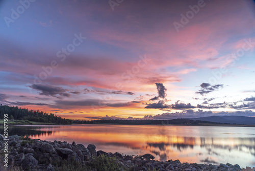 Long exposure image of Big Lake, Arizona, taken after sunset.