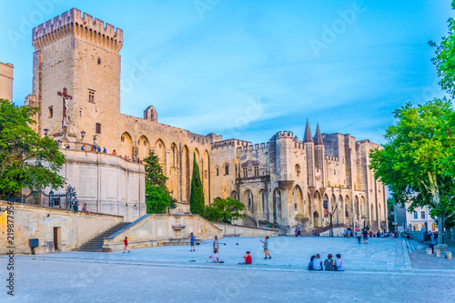 Fototapeta Naklejka Na Ścianę i Meble -  Sunset view of Palais de Papes in Avignon, France