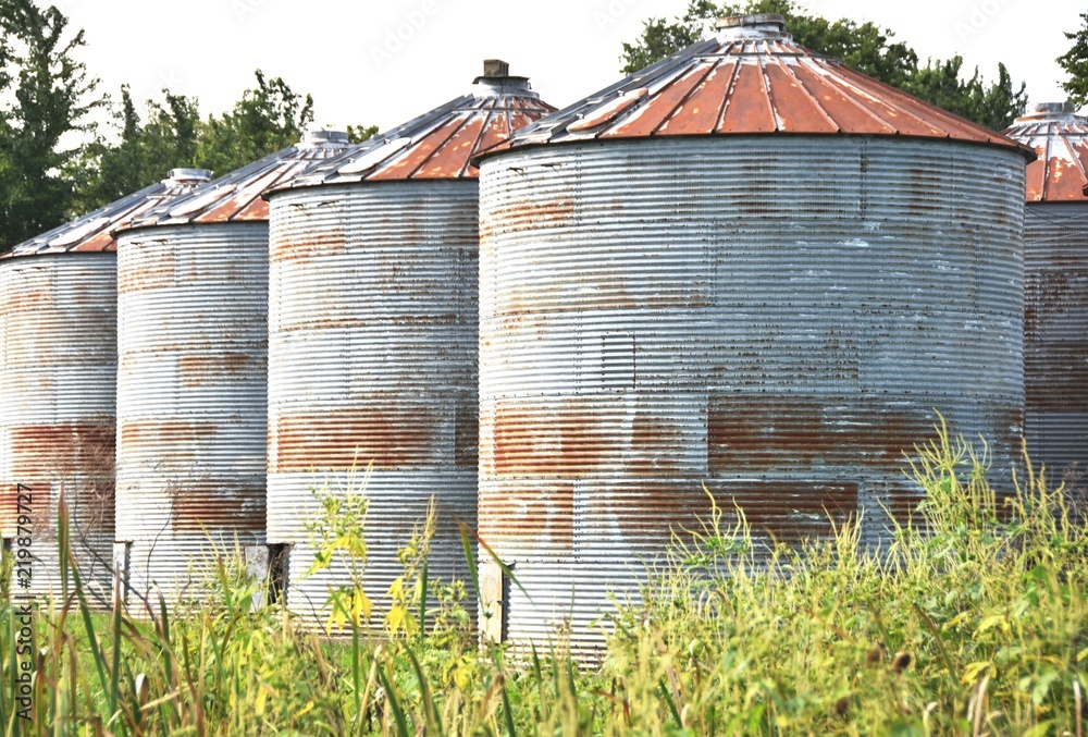 Rusty Grain Bins Stock Photo Adobe Stock