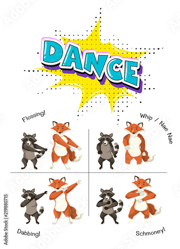 Cute animals dancing concept