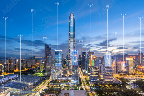 Shenzhen City Scenery and Communication Concept