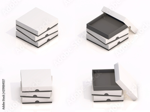 3d rendering blank boxes isolated on white background