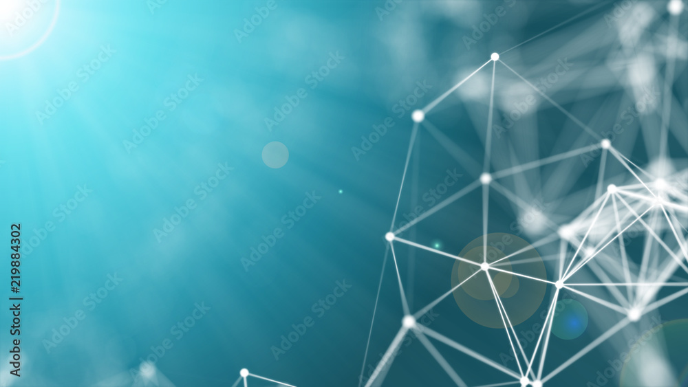 Abstract polygonal background with connecting dots and lines 3d rendering
