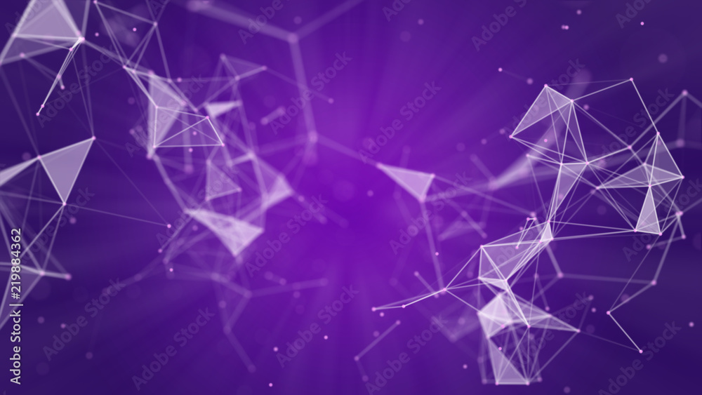 Abstract polygonal background with connecting dots and lines 3d rendering 