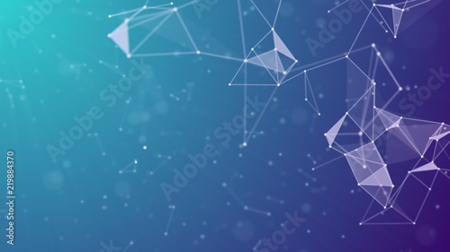 Abstract polygonal background with connecting dots and lines 3d rendering 