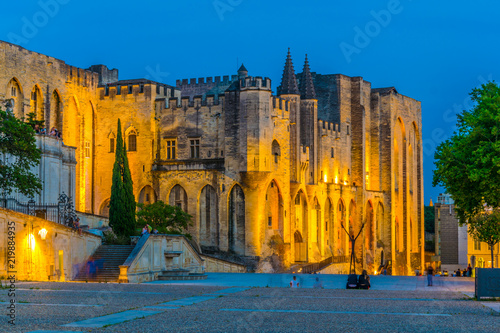 Fototapeta Naklejka Na Ścianę i Meble -  Sunset view of Palais de Papes in Avignon, France