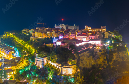 Night view of the old town of Monaco photo