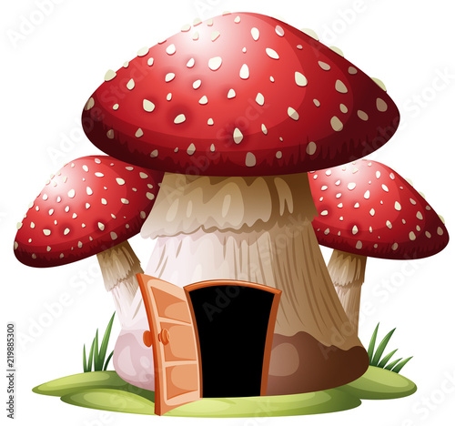 A mushroom house on whiyr background