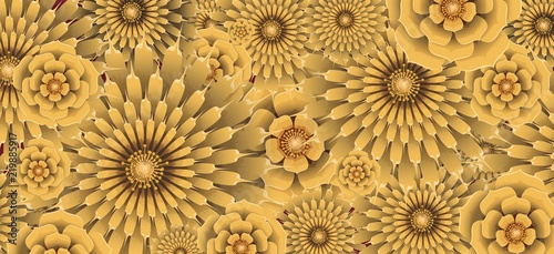 Happy chinese new year 2019 Zodiac sign with gold paper cut art and craft style on color Background