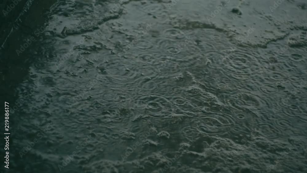 Drops of rain on concrete floor, shallow depth of field Drops of rain on concrete floor, shallow depth of field