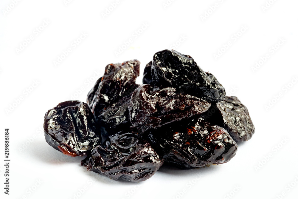 Prunes or dried plum on white background Prunes or dried plum on white background