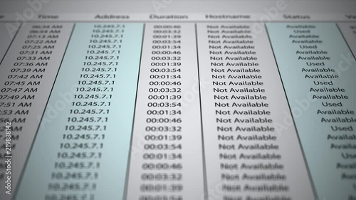 Panning over a paper document of an IP address statistics - Cybercrime concept ALT photo